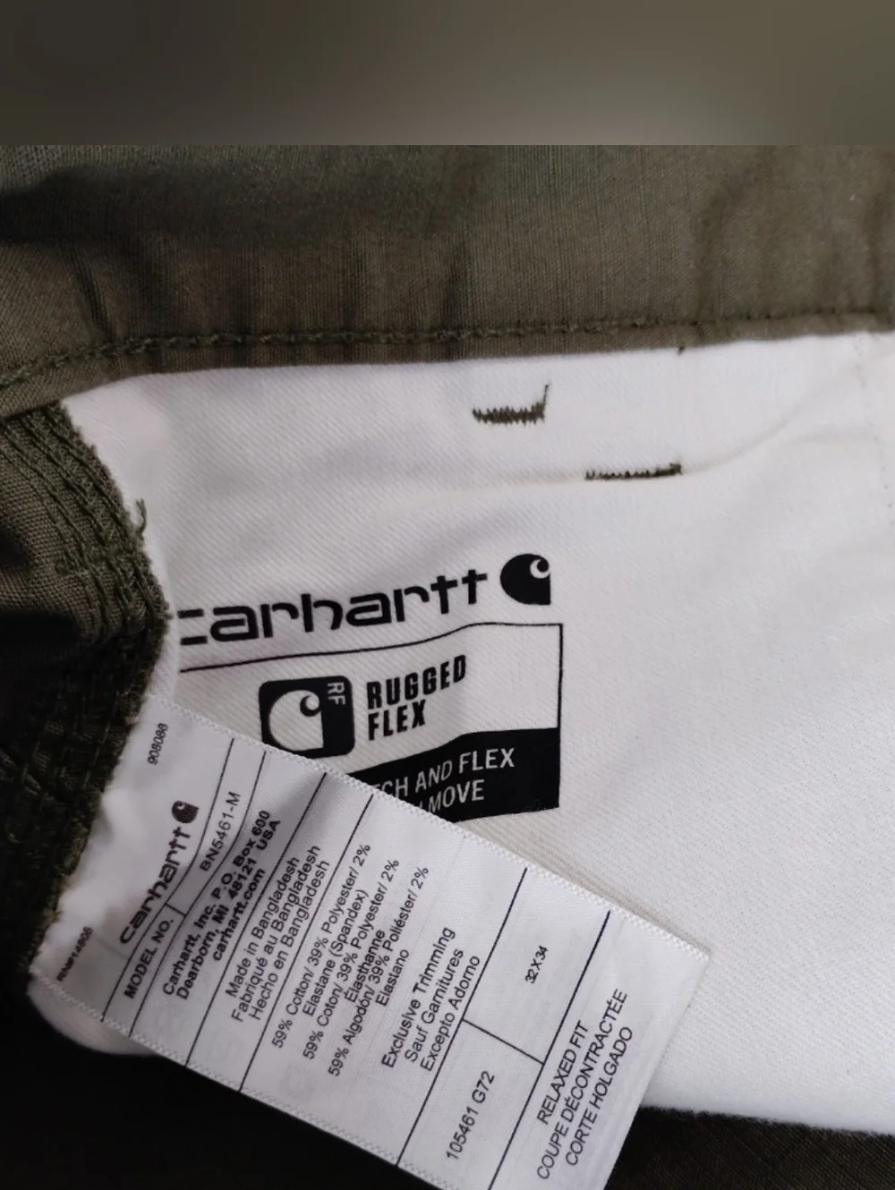 Carhartt Rugged Flex Relaxed Fit Ripstop Cargo Fleece-Lined Work Pant Green . - Picture 8 of 8